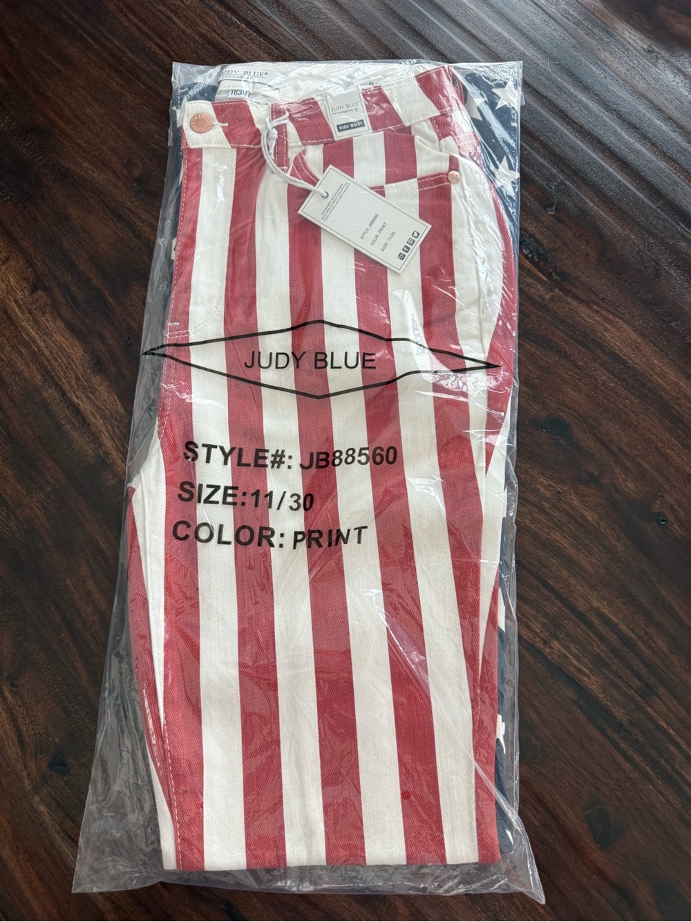 NWT Judy Blue JB88560 American Flag Stars & Stripes High Rise Flare Jeans 11/30 - Picture 3 of 3